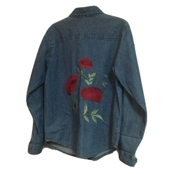 Coldwater Creek Womens Embroidered Jean Denim Jacket Or Shirt Medium M - Picture 2 of 6